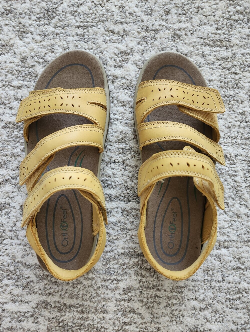 Orthofeet Yellow Triple-Strap Sandals New No Tag